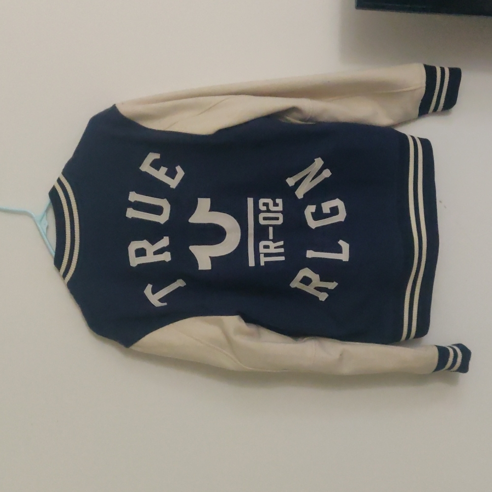 True Religion Navy and White Jacket | Size Medium